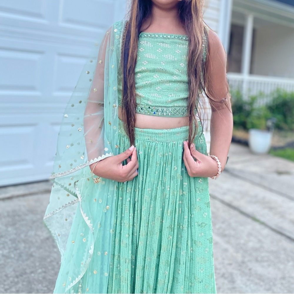 3 piece grape green Lehnga